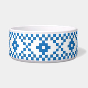 Ethnic Latvian blue and white tribal folk art