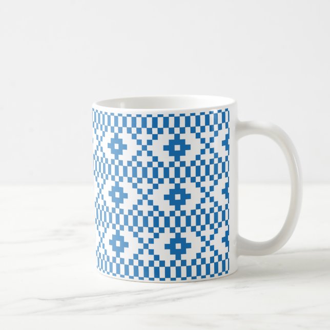 Ethnic Latvian blue and white tribal folk art Coffee Mug (Right)