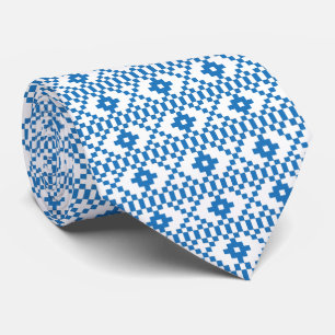 Ethnic Latvian blue and white tribal folk art Tie