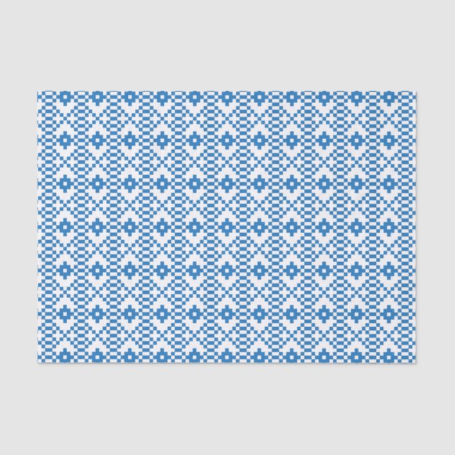 Ethnic Latvian blue and white tribal folk art Tissue Paper (Front)
