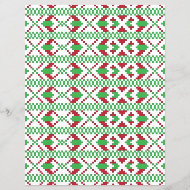Ethnic Latvian green and red tribal folk art (Front)