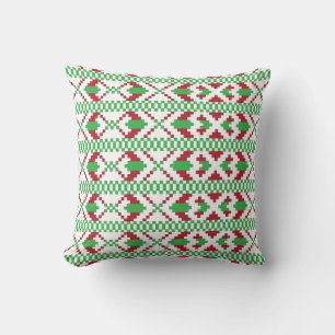 Ethnic Latvian green and red tribal folk art Cushion