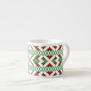 Ethnic Latvian green and red tribal folk art Espresso Cup