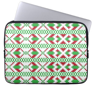 Ethnic Latvian green and red tribal folk art Laptop Sleeve