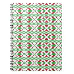 Ethnic Latvian green and red tribal folk art Notebook