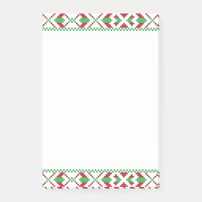 Ethnic Latvian green and red tribal folk art Post-it Notes (Front)