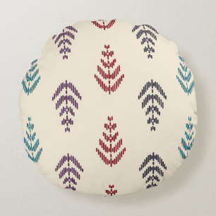 Ethnic leaf background art. Seamless pattern in tr Round Cushion