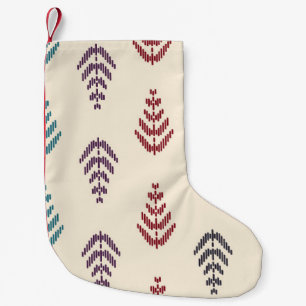 Ethnic leaf background art. Seamless pattern in tr Small Christmas Stocking
