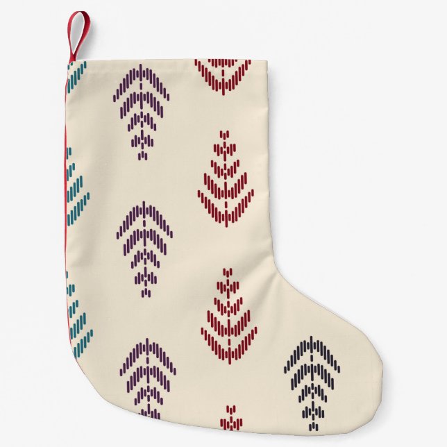 Ethnic leaf background art. Seamless pattern in tr Small Christmas Stocking (Front)