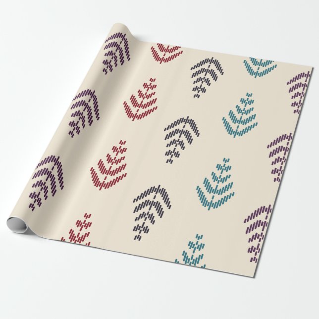 Ethnic leaf background art. Seamless pattern in tr Wrapping Paper (Unrolled)