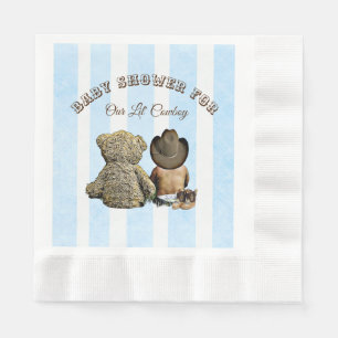 Ethnic Lil Cowboy and Teddy Bear Baby Shower Napkin