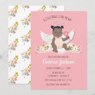 Ethnic little angel baby shower invitations