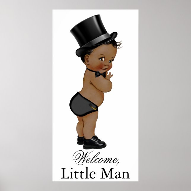 Ethnic Little Man Baby Shower Banner Poster (Front)