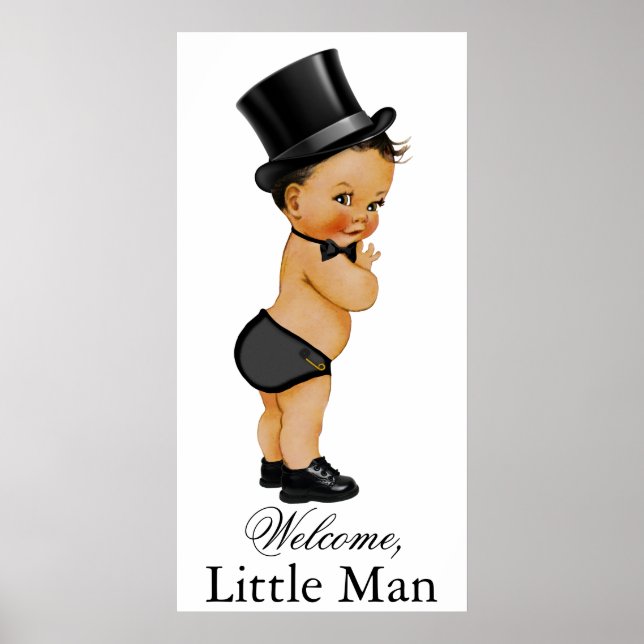 Ethnic Little Man Boy Baby Shower Banner Poster (Front)