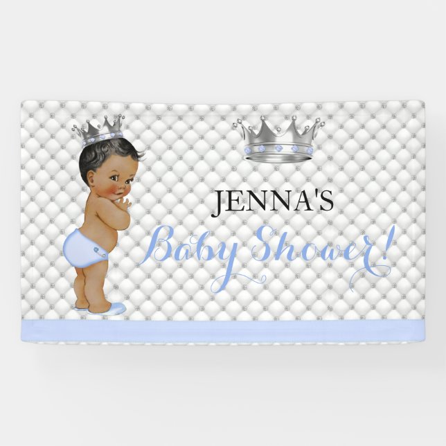 Ethnic Little Prince Vintage Baby Boy Crown Banner (Horizontal)