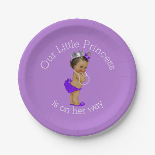 Ethnic Little Princess Baby Shower Lavender Paper Plate