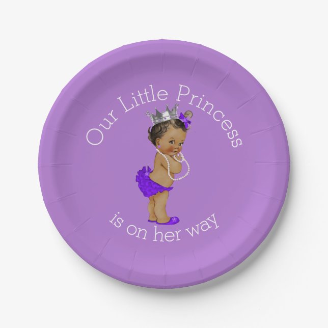 Ethnic Little Princess Baby Shower Lavender Paper Plate (Front)