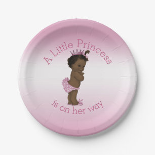 Ethnic Little Princess Baby Shower Pink Paper Plate