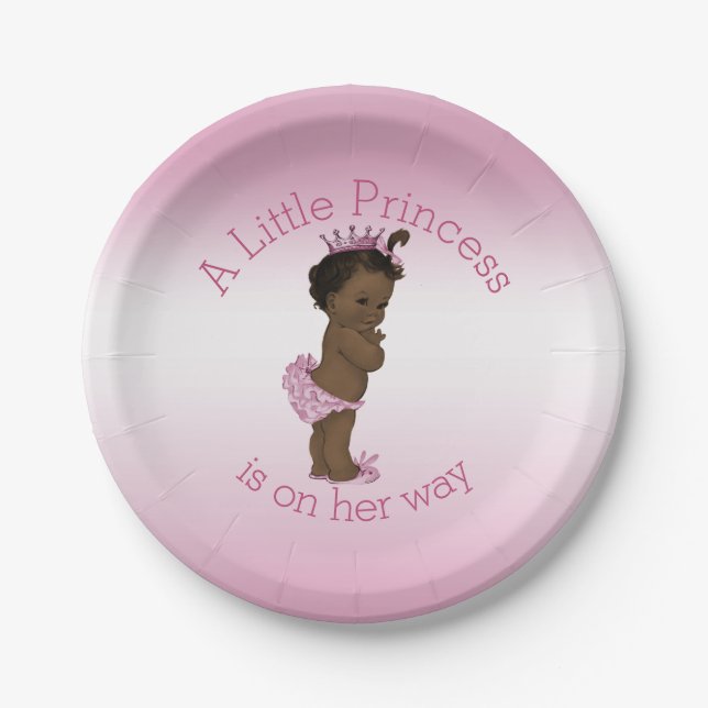 Ethnic Little Princess Baby Shower Pink Paper Plate (Front)