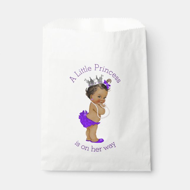 Ethnic Little Princess Baby Shower Purple Favour Bags (Front)