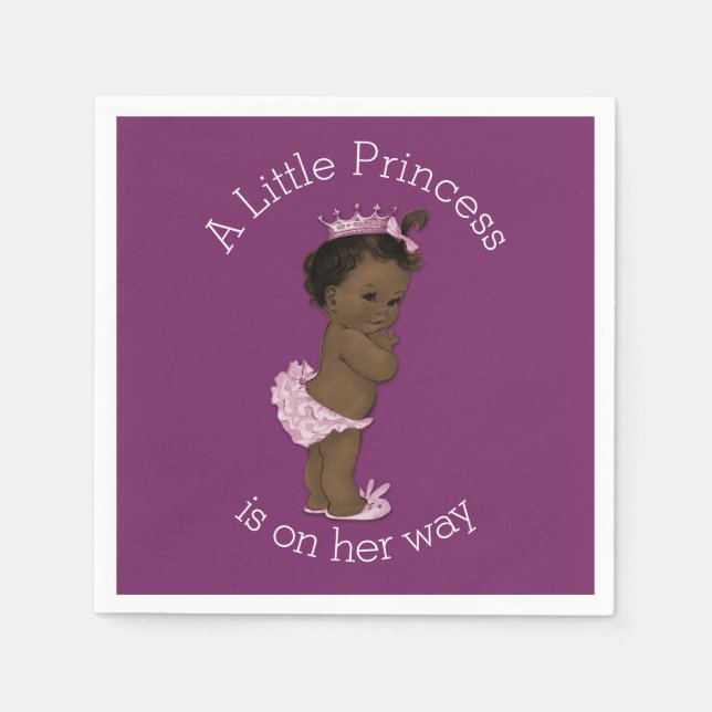 Ethnic Little Princess Baby Shower Purple Napkin (Front)