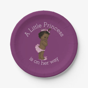 Ethnic Little Princess Baby Shower Purple Paper Plate