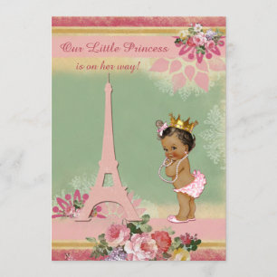 Ethnic Little Princess Eiffel Tower Baby Shower Invitation