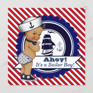 Ethnic Little Sailor Nautical Baby Shower Invitation