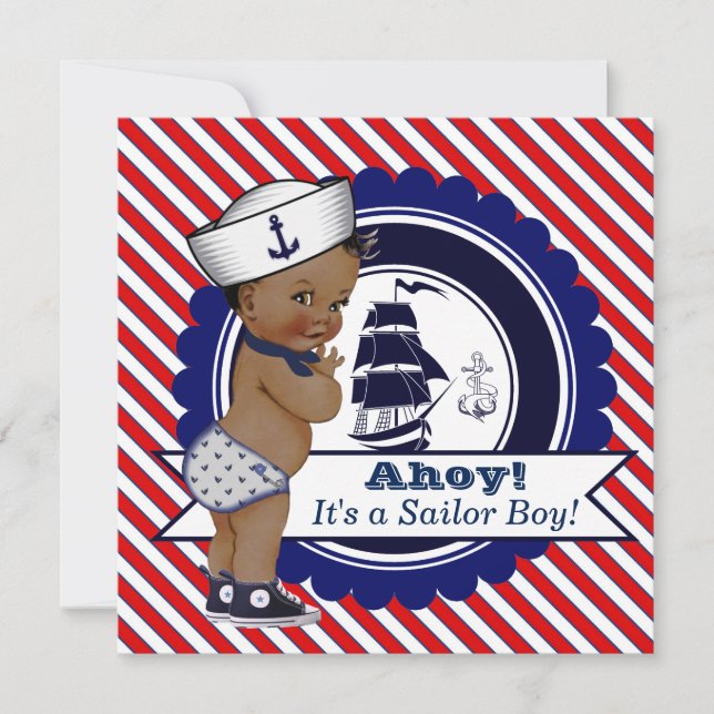 Ethnic Little Sailor Nautical Baby Shower Invitation (Front)