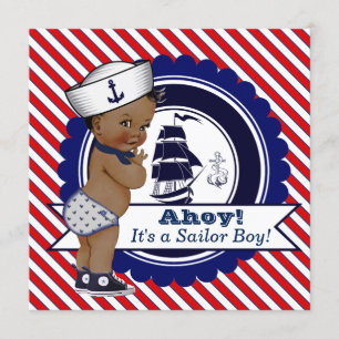 Ethnic Little Sailor Nautical Baby Shower Invitation