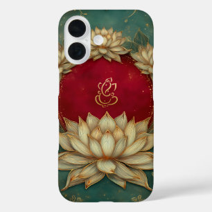 Ethnic Lotus Green Indian God Ganesh iPhone 16 Case