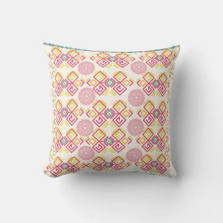 Ethnic Mandala and Geometric Pattern Pink & Yellow Cushion