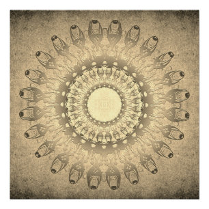 ethnic mandala on grunge background poster