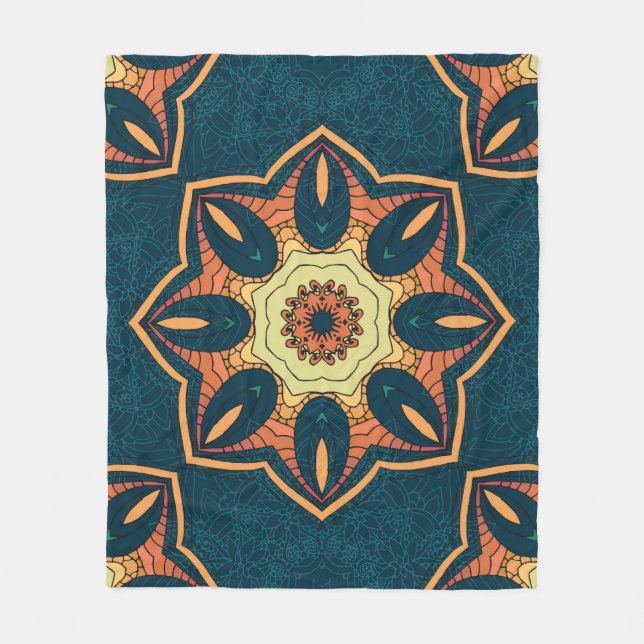 Ethnic mandala: seamless vintage pattern fleece blanket (Front)