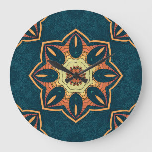 Ethnic mandala: seamless vintage pattern large clock