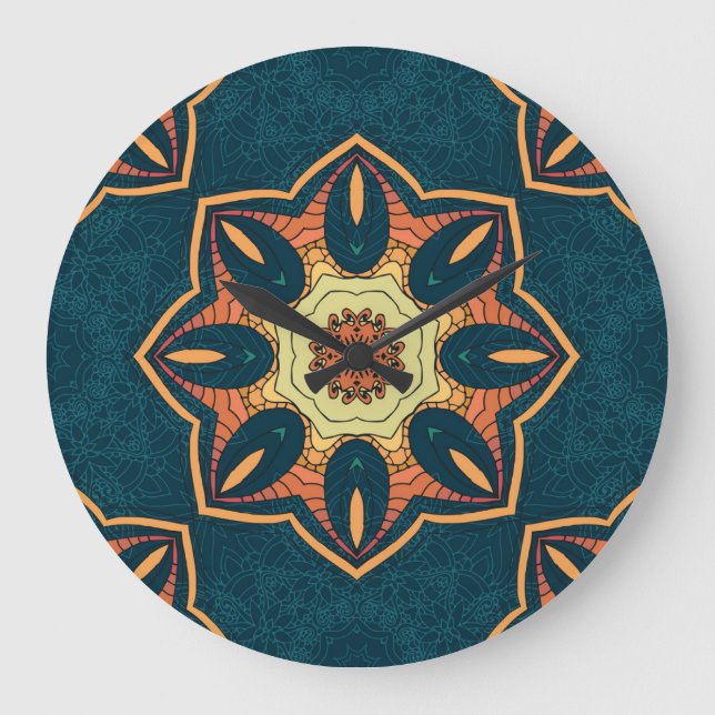 Ethnic mandala: seamless vintage pattern large clock (Front)