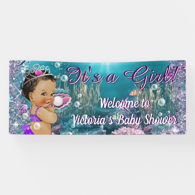 Ethnic Mermaid Baby Shower Banner (Horizontal)