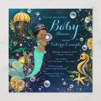Ethnic Mermaid Baby Shower Invitation