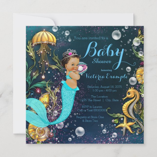 Ethnic Mermaid Baby Shower Invitation (Front)