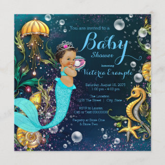 Ethnic Mermaid Baby Shower Invitation