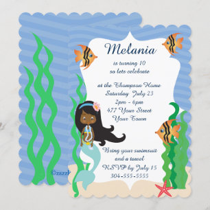 Ethnic Mermaid Birthday Pool Party Invitation