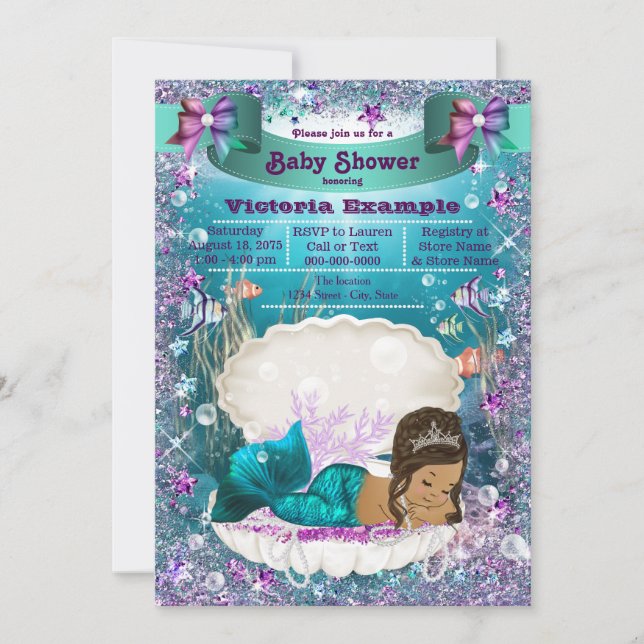 Ethnic Mermaid Princess Baby Shower Invitation (Front)