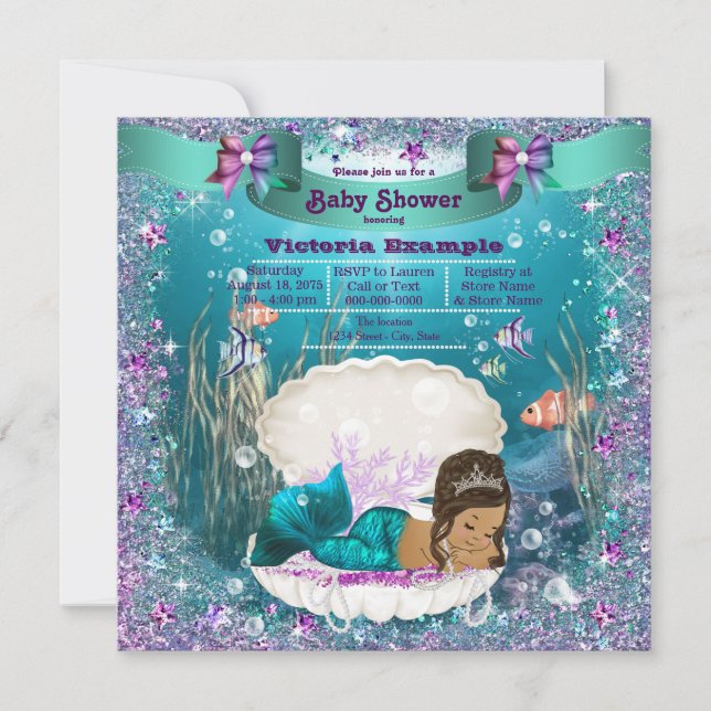 Ethnic Mermaid Princess Baby Shower Invitation (Front)