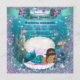 Ethnic Mermaid Princess Baby Shower Invitation