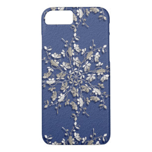 Ethnic metallic mandala on blue grunge background iPhone 8/7 case