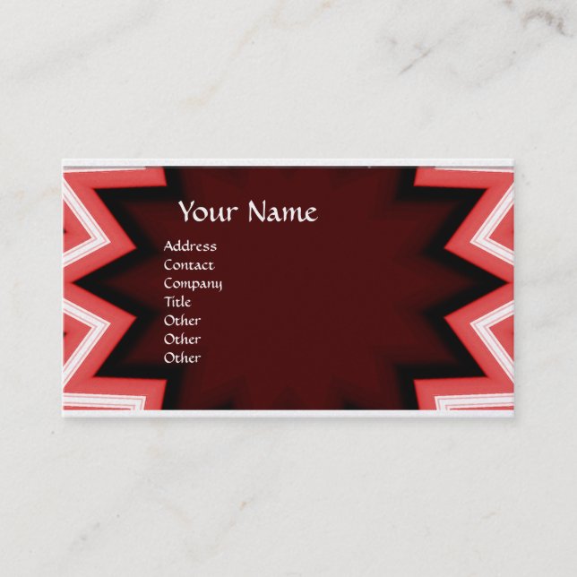 ETHNIC MONOGRAM Abstract Red White Pearl Paper Business Card (Front)