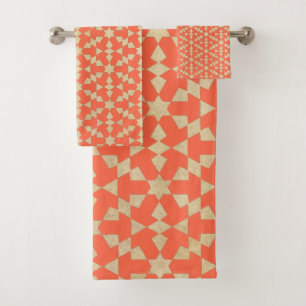 Ethnic Moroccan Geometric Mosaic Pattern  Bath Towel Set