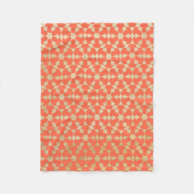 Ethnic Moroccan Geometric Mosaic Pattern Fleece Blanket (Front)