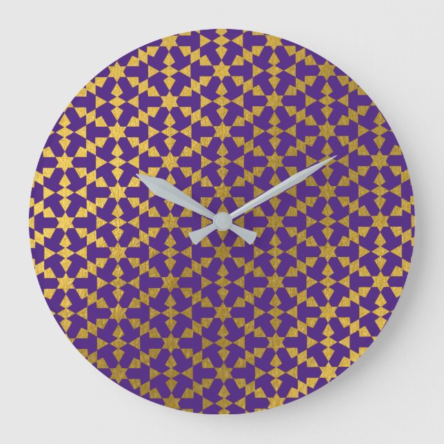 Ethnic Moroccan Geometric Mosaic Pattern  Large Clock (Front)