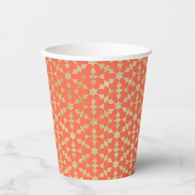 Ethnic Moroccan Geometric Mosaic Pattern Paper Cups (Front)